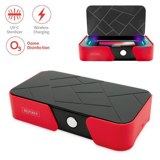 BEVOKER UV Sanitizer Cellphone Cleaner Sterilizer Box Portable Mobile Phone Ozone Disinfection with Wireless Charger Disinfector for All iPhone Andriod Cellphone
