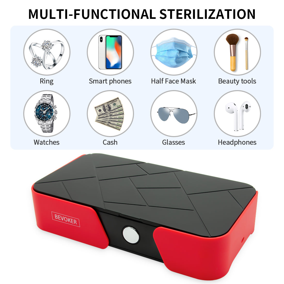 BEVOKER UV Sanitizer Cellphone Cleaner Sterilizer Box Portable Mobile Phone Ozone Disinfection with Wireless Charger Disinfector for All iPhone Andriod Cellphone