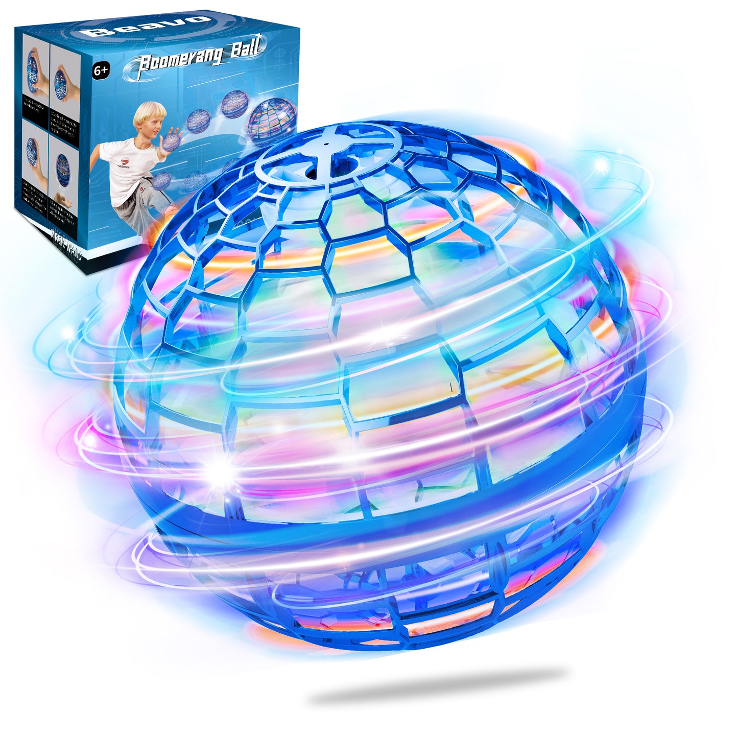 Beavo Flying Nebula Orb Ball Toy Hover Ball Cool Magic Controller Spinner Mini Drone Flying Floating Ball Toys LED Lights 360° Rotating Flying Space Orb for Kids Adults Boomerang Ball Indoor Outdoor