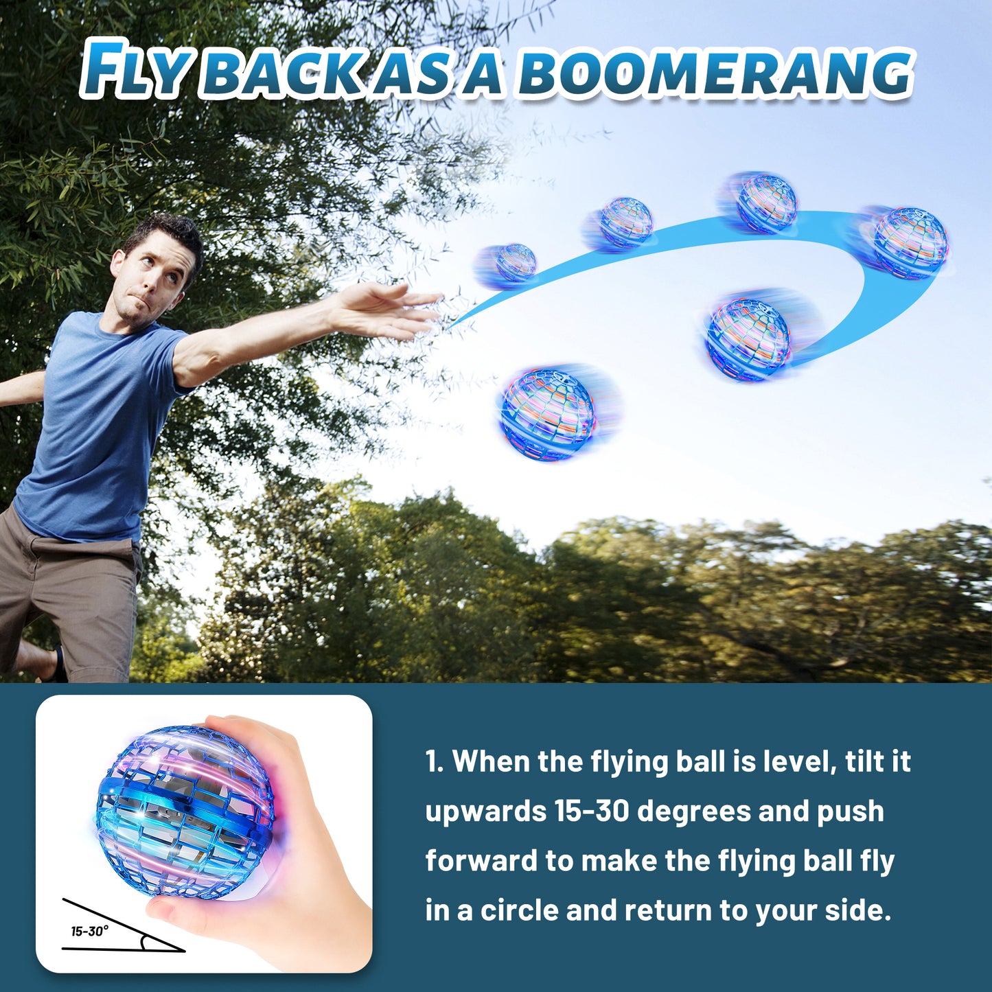 Beavo Flying Nebula Orb Ball Toy Hover Ball Cool Magic Controller Spinner Mini Drone Flying Floating Ball Toys LED Lights 360° Rotating Flying Space Orb for Kids Adults Boomerang Ball Indoor Outdoor